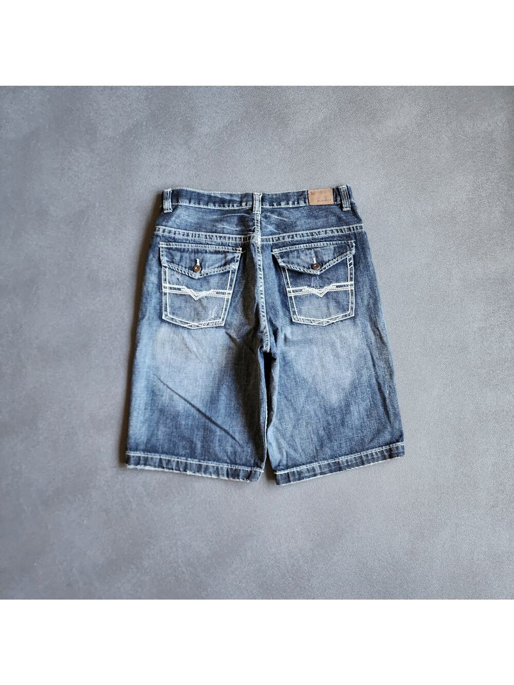 Baggy Flypaper Blue Denim Washed Faded Jean Shorts 34